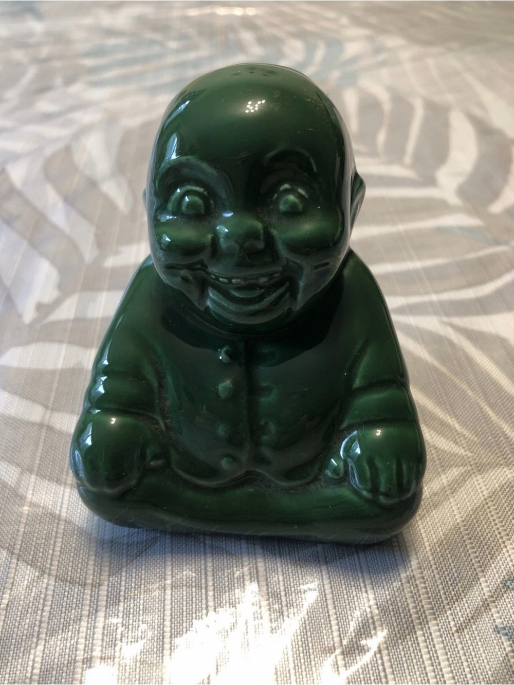 Yozie Mold Green Ceramic Laughing Buddha - 3” Tall